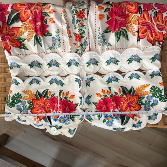 NWT Farm Rio Bloom Garden Midi Dress Off White Floral Embroidered Scallop  XL - Picture 7 of 9